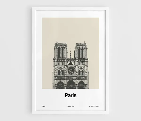 Notre Dame De Paris Minimalist City Travel Poster