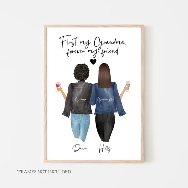 Grandma And Granddaughter Gift, Art Print