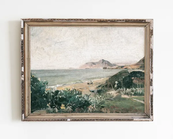 Coastal Vintage Landscape, Tropical Art Print