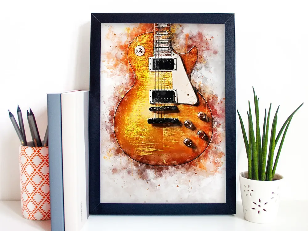 Guitar Wall Art Music Room Poster Print Les Paul