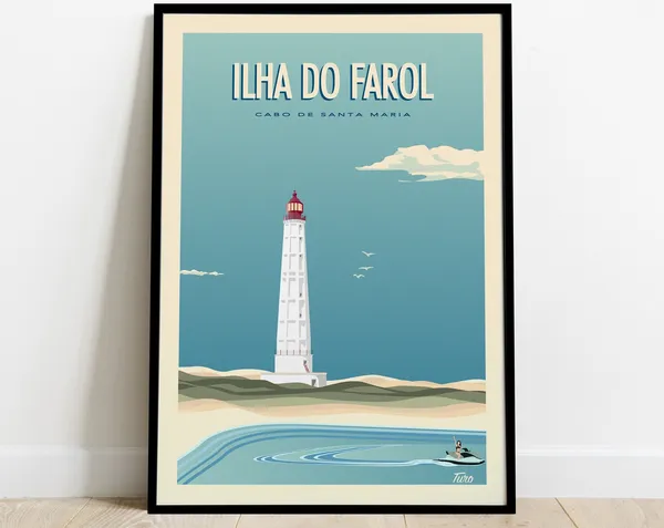 Ilha Do Farol Vintage Travel Poster, Portugal Faro