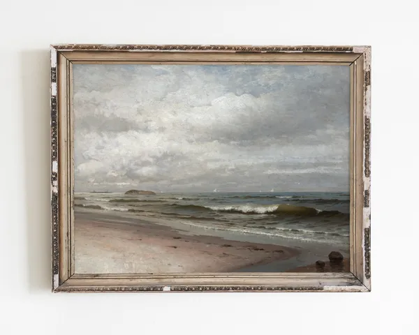 Vintage Seascape Painting, Coastal Wall Art Print