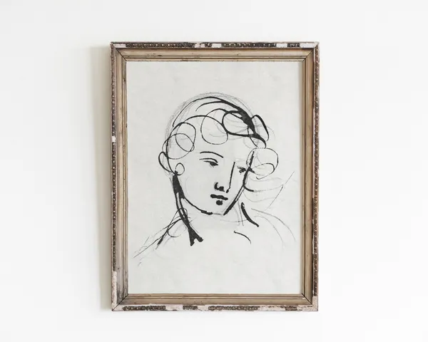 Minimalist Woman Portrait, Vintage Line Art Print