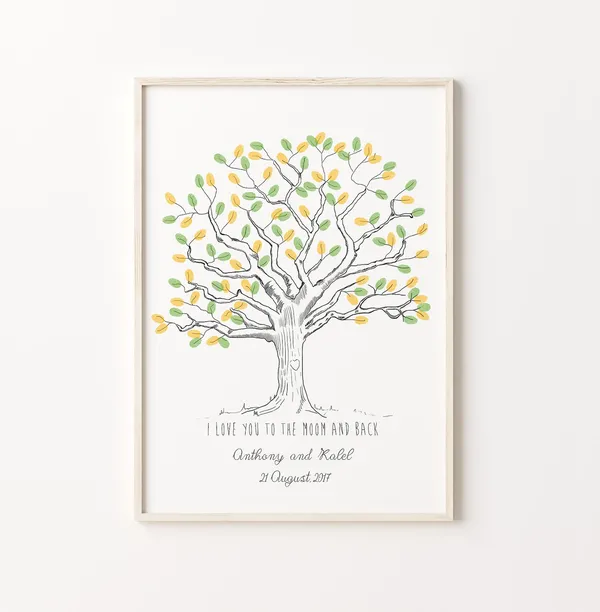 Fingerprint Tree Wedding Guest Book Art Print