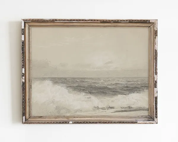 Muted Ocean Beach Landscape Art Print, Vintage Nautical