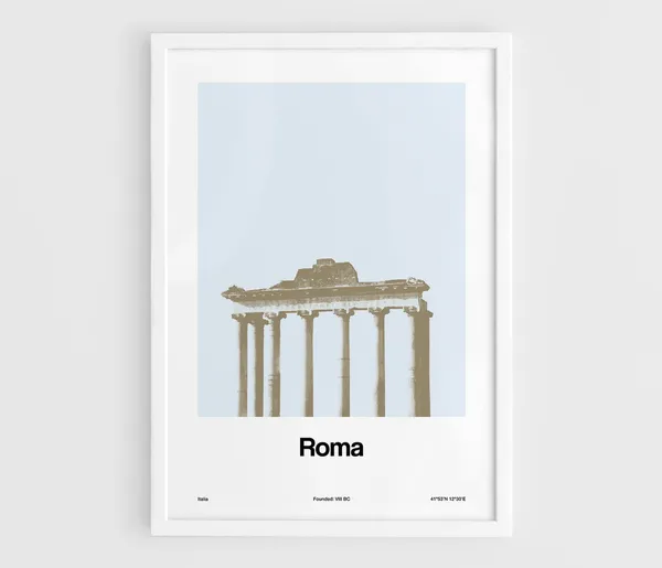 Rome Minimalist Travel Poster, Colosseum and Forum