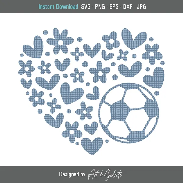 Soccer Floral Heart Poster Print, Soccer Love