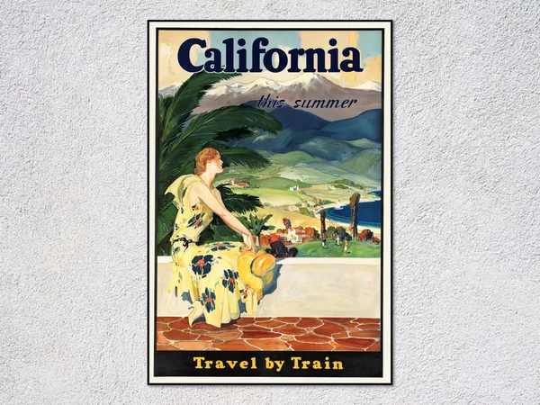 California Travel by Train, Vintage Travel Poster