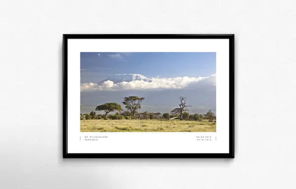 Mt Kilimanjaro Travel Poster, Mount Coordinates