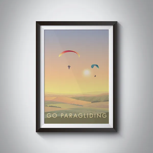 Go Paragliding Vintage Travel Poster, Adventure Sport