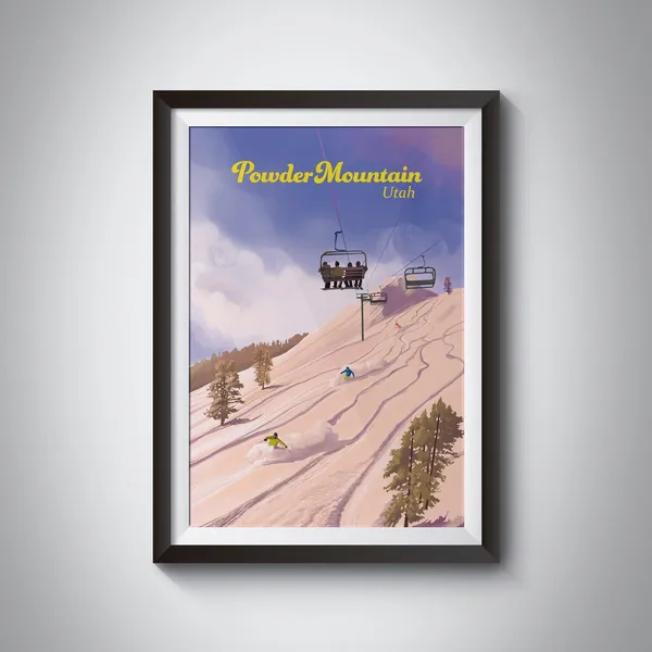 Powder Mountain Ski Resort Utah Vintage Travel Poster