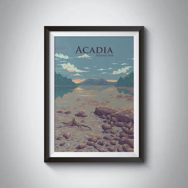 Acadia National Park Vintage Travel Poster, Maine USA