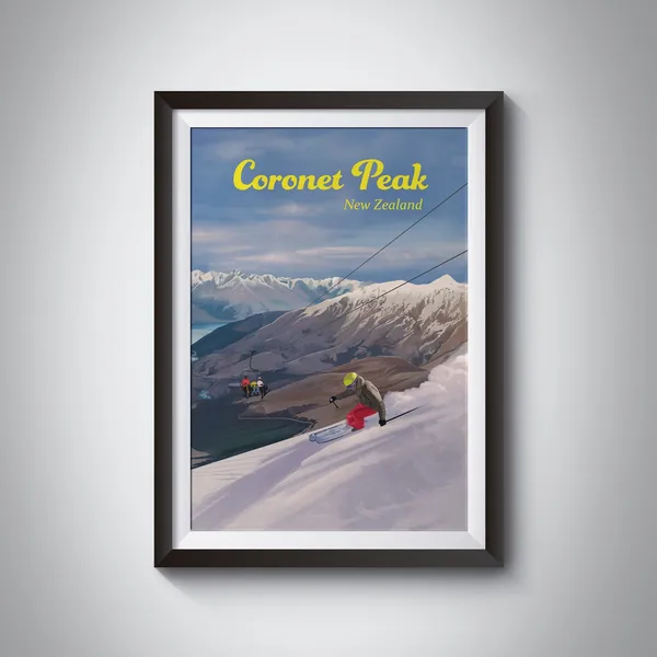 Coronet Peak Queenstown New Zealand Travel Poster