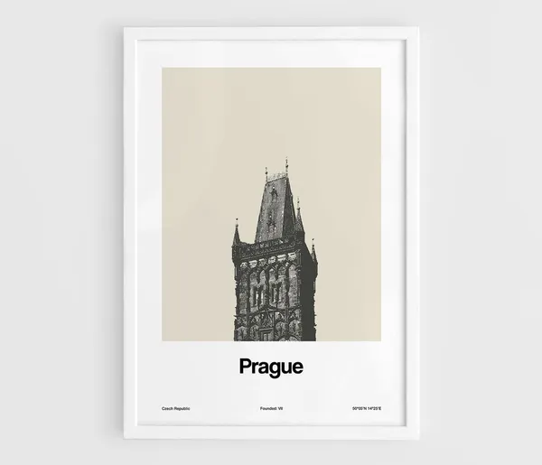 Prague Powder Tower Minimalist Travel Poster