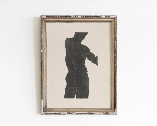 Male Anatomy Sketch, Vintage Minimalist Art Print