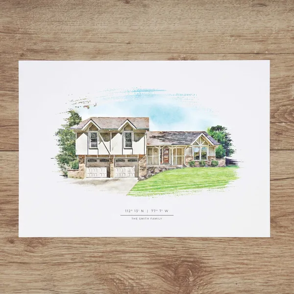 Custom House Portrait - Watercolor