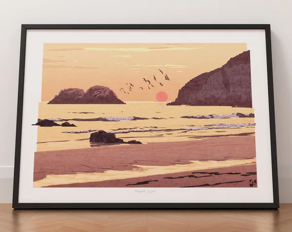 Traeth Llyfn, Pembrokeshire Wales Travel Poster