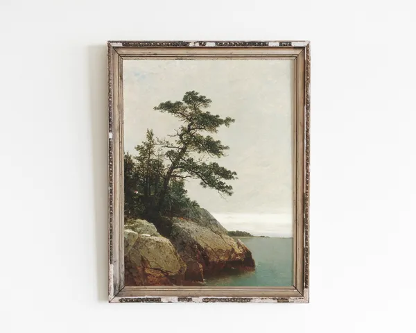 Vintage Tree Landscape Wall Art Print, Farmhouse Style