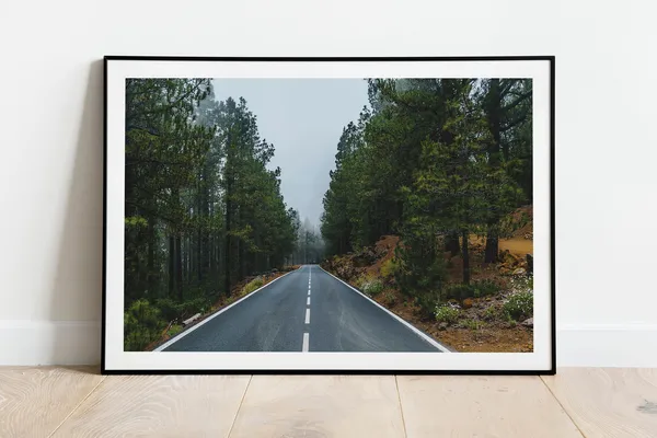 Foggy Forest Road Travel Poster, Teide Tenerife