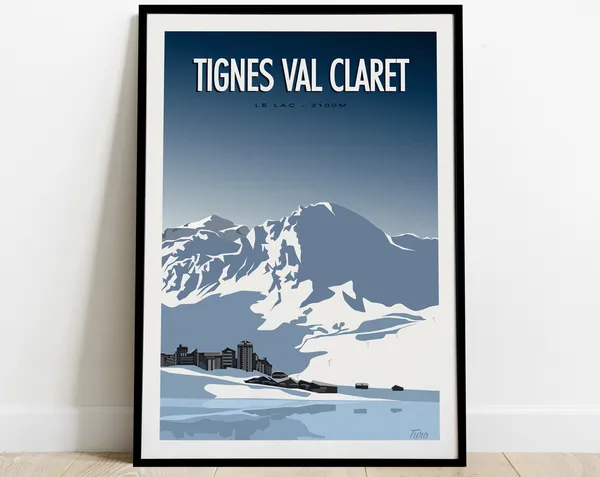 Tignes Val Claret Travel Poster, Alps Landscape