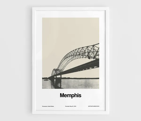 Memphis Hernando De Soto Bridge Minimalist Travel Poster