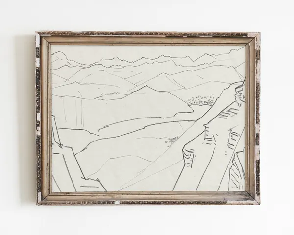 Minimalist Mountain Line Art Sketch, Abstract Print