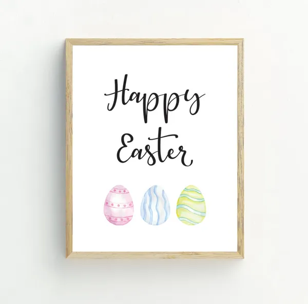 Happy Easter Spring Decorations Eggs Poster Print