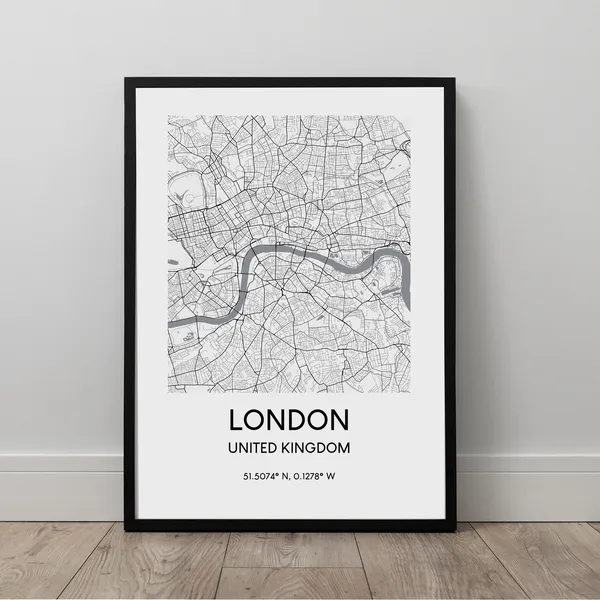London City Map Print, Minimalist Travel Poster