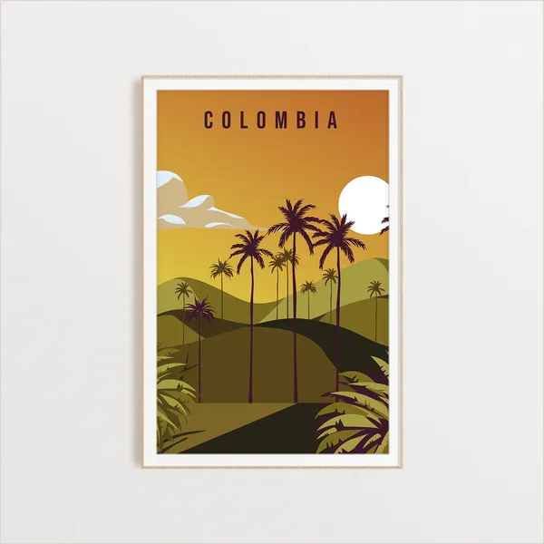 Colombia Travel Poster, Country City Wall Art Print