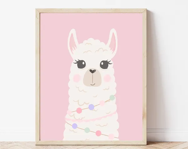Cute Llama Art Print for Nursery and Bedroom