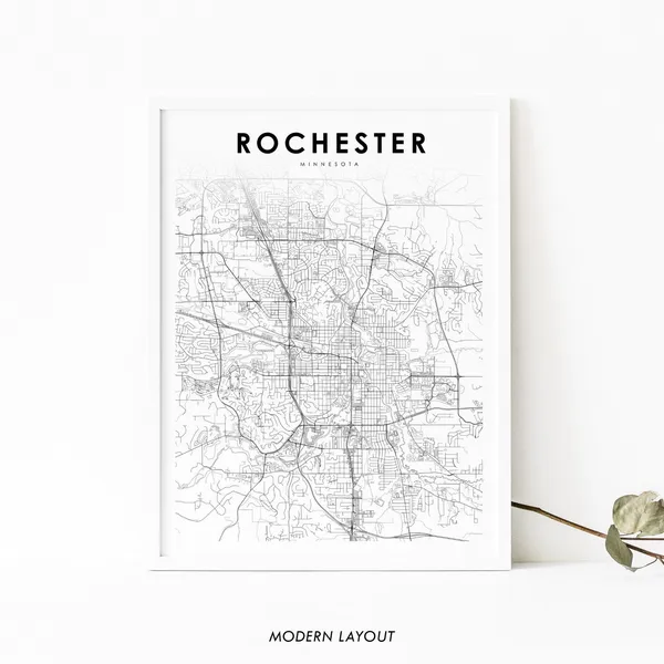 Rochester Mn Map Nursery Room Wall Art Print