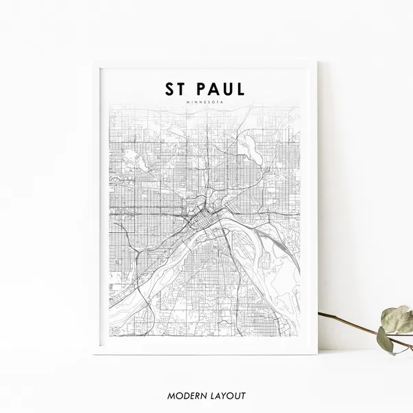 St Paul MN Map Print, Minnesota City Poster