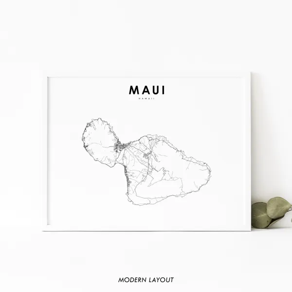 Maui Hi Map Art Print, Hawaii Nursery Decor