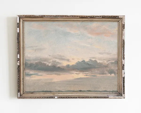 Vintage Cloud Sky Landscape Art Print, Nursery Decor