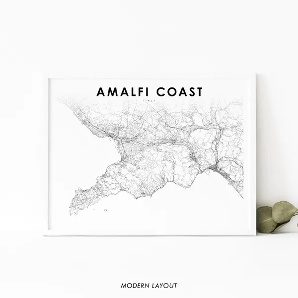 Amalfi Coast Italy Map Print, Nursery Room Decor