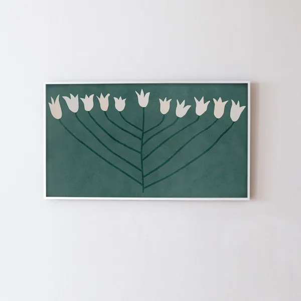 Modern Green Floral Spring Art Print, Botanical Decor