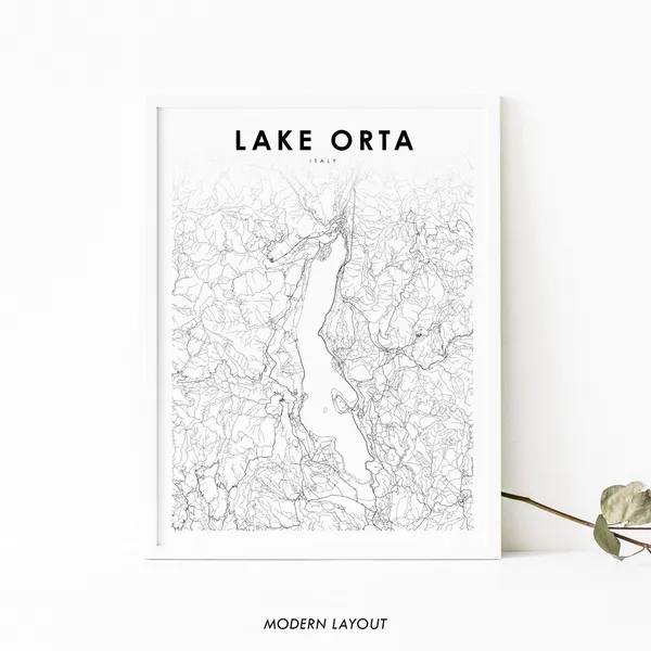 Lake Orta Italy Map Print, Lago d'Orta Art Poster