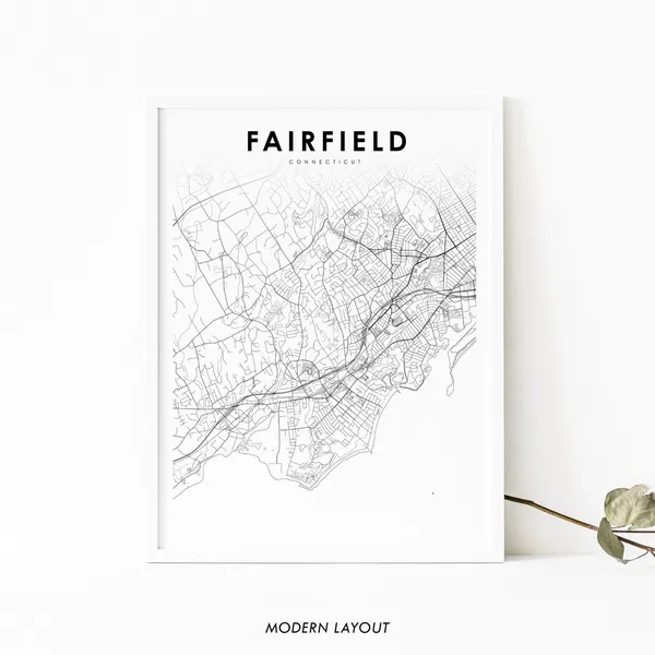 Fairfield Ct Map Print, Connecticut Nursery Wall Art