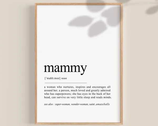 Mammy Definition Print, Irish Mammy Dictionary Art