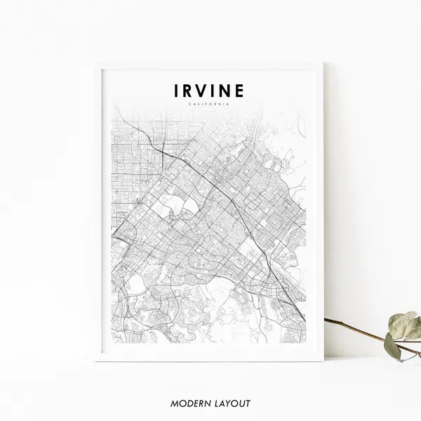 Irvine Area Ca Map Print, Nursery Room Decor