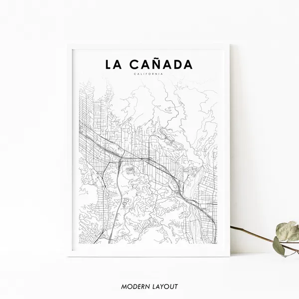 La Cañada Flintridge Map Print, Nursery Room Art Poster