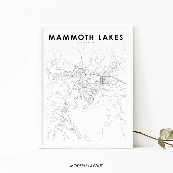 Mammoth Lakes CA Map Print, Nursery Room Wall Decor