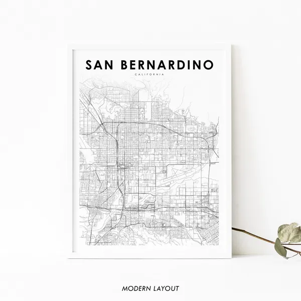 San Bernardino CA Map Print, Nursery Room Decor