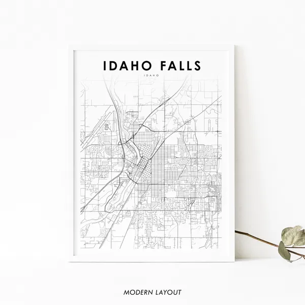 Idaho Falls, ID Map Print, Nursery Room Art Poster