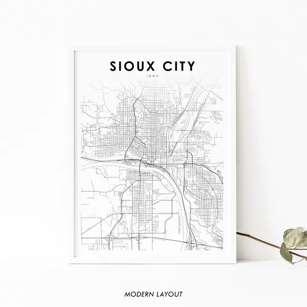 Sioux City IA Map Art Print, Nursery Room Decor