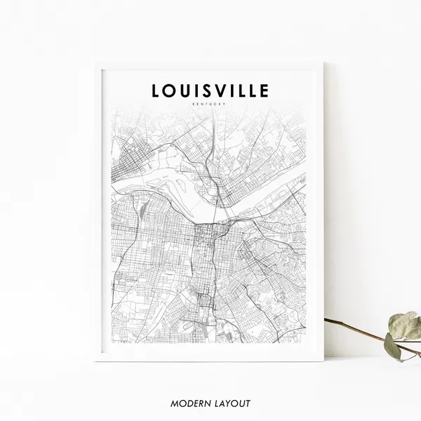 Louisville KY Map Print, Kentucky Travel Poster