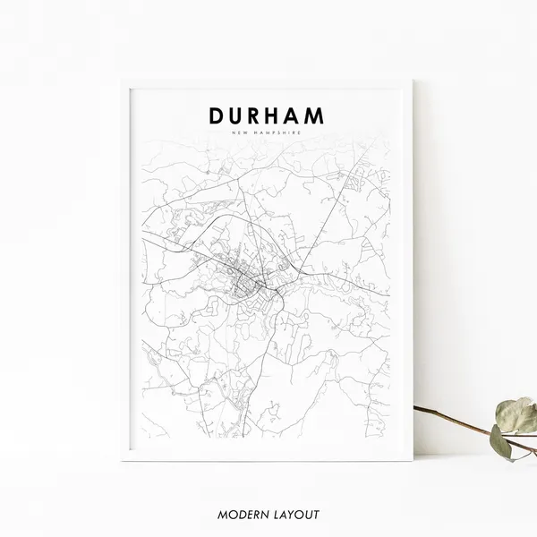 Durham NH Map Art Print, New Hampshire Poster