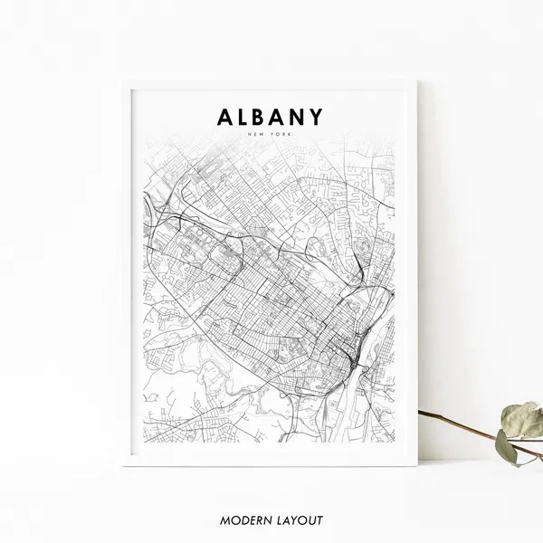 Albany NY Map Print, New York USA Travel Poster