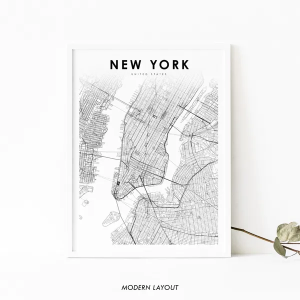 Lower Manhattan NY Map Print, New York City