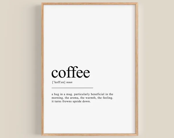 Coffee Definition Minimalist Coffee Bar Art Print